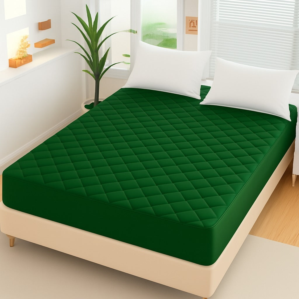Quilted waterproof Mattress Cover King Size - green