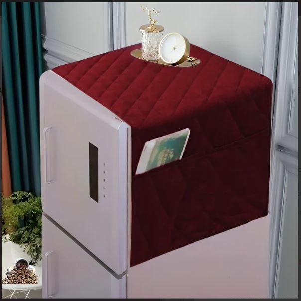 Quilted Fridge Top Cover maroon