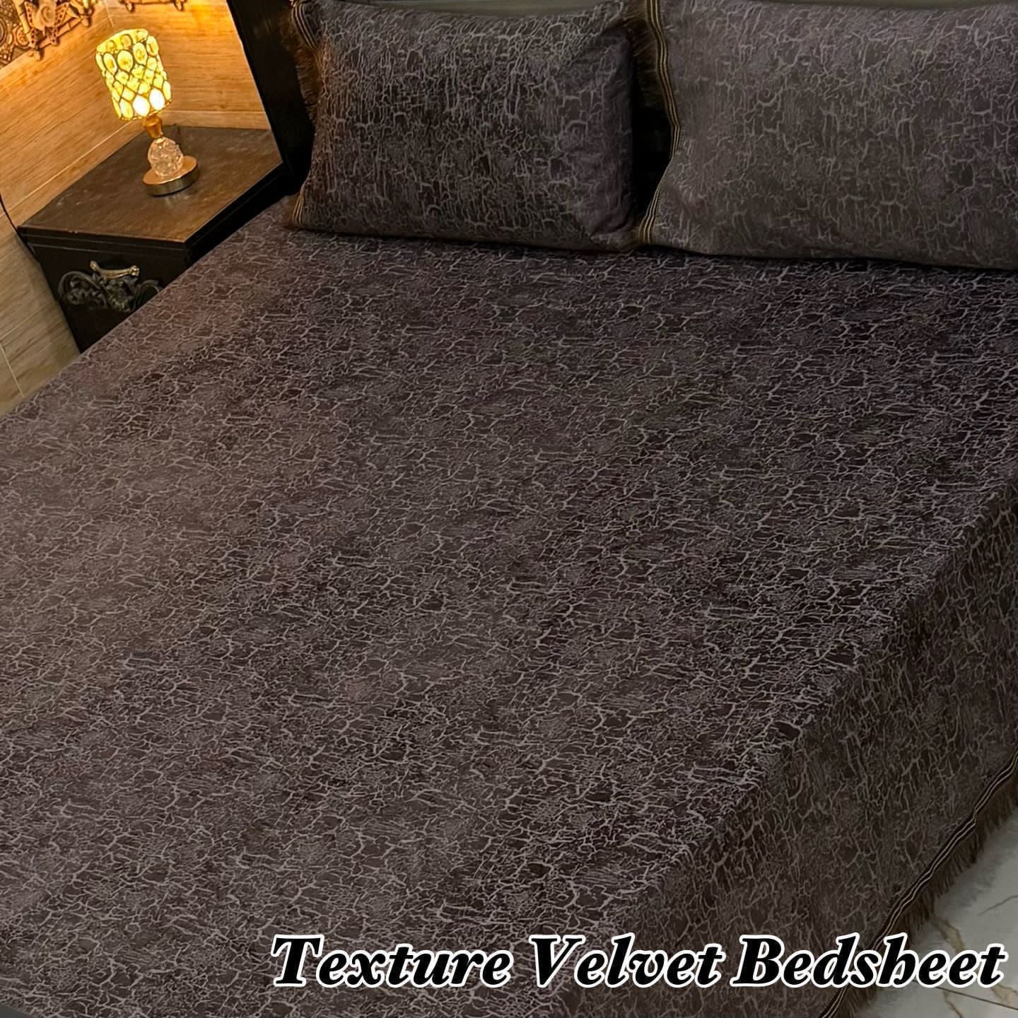 3PC Texture Velvet Bedsheet-black