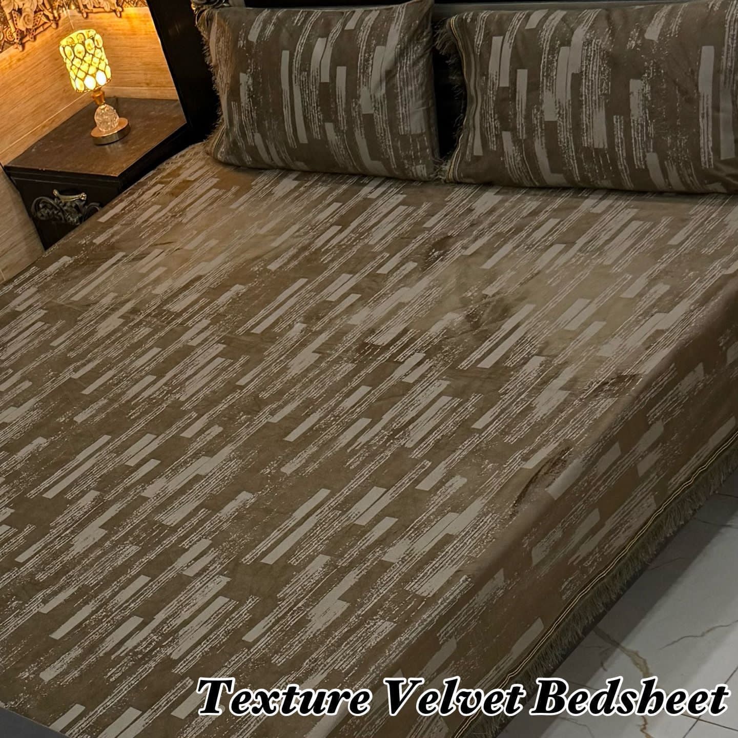 3PC Texture Velvet Bedsheet - Moose