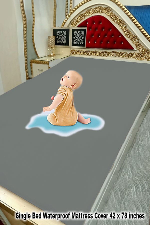 Water Proof Mattress Protector - Grey Terry Cotton Stuff