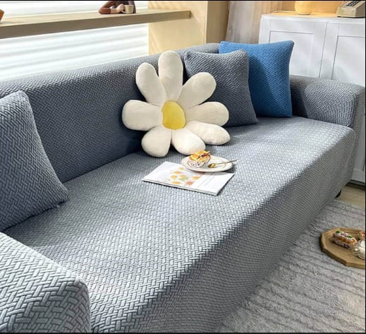 Jacquard Stripe Sofa Cover - Grey