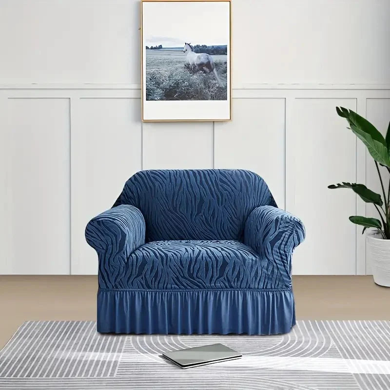 Zebra Velvet Sofa Covers -Blue