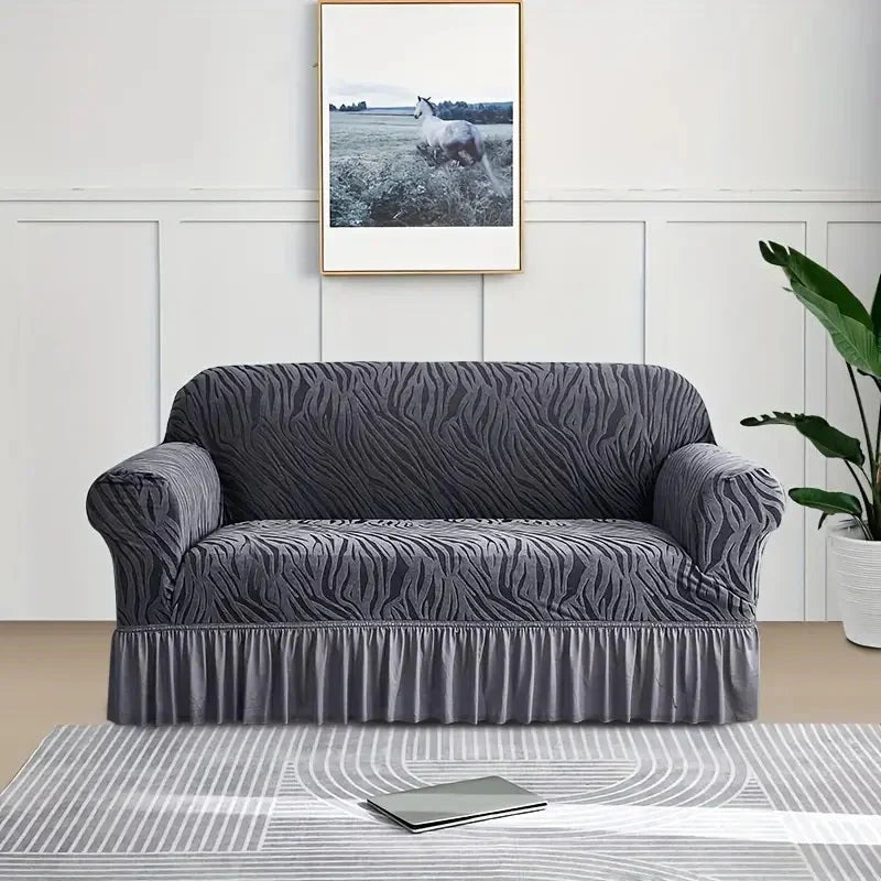 Zebra Velvet Sofa Covers - Grey