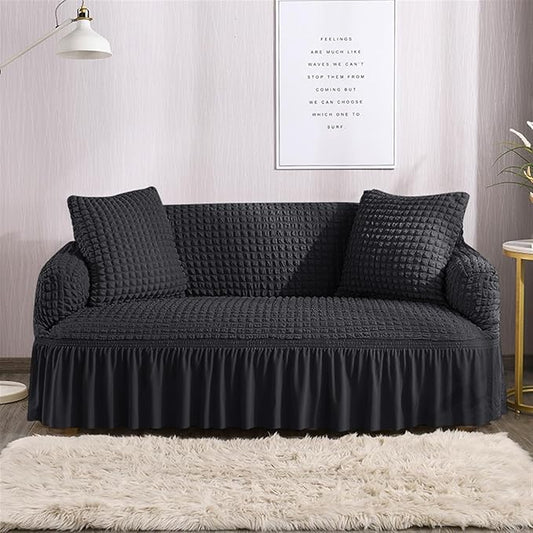 Turkish Bubble Fabric Sofa Cover - Black