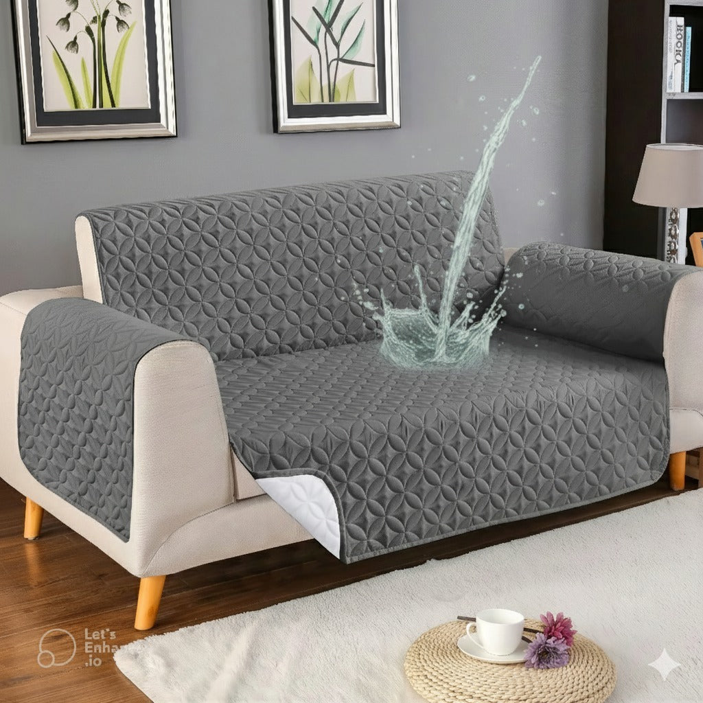 Micro Quilted Waterproof Sofa Cover - Grey
