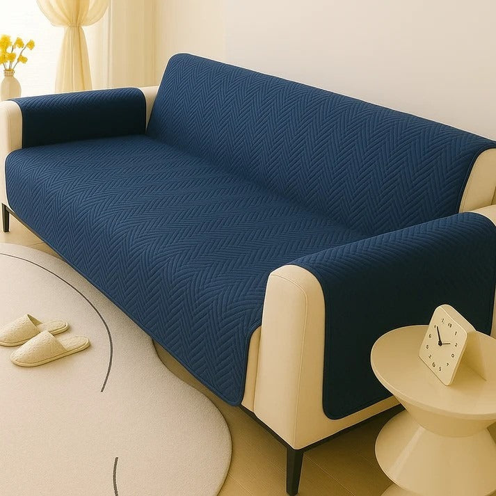 Premium Matt Ultrasonic Sofa Protector - blue