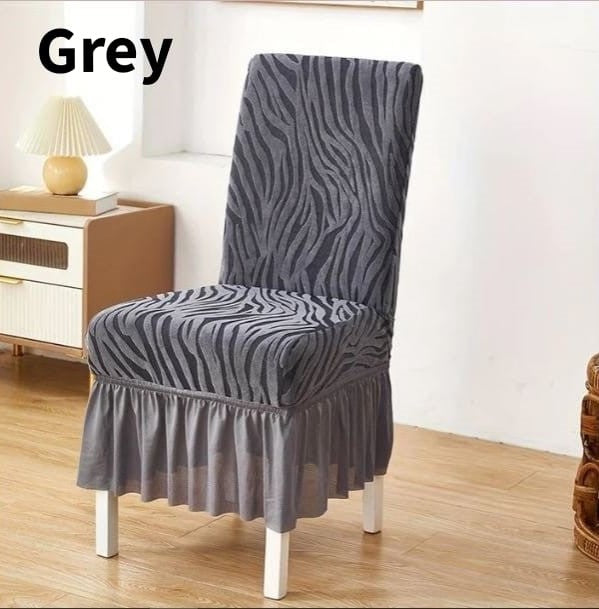 Zebra Velvet Chair Cover - grey