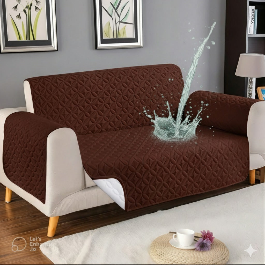 Micro Quilted Waterproof Sofa Cover-brown