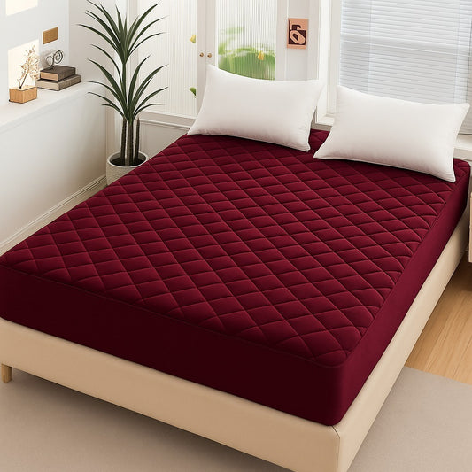 Quilted waterproof Mattress Cover King Size - maroon