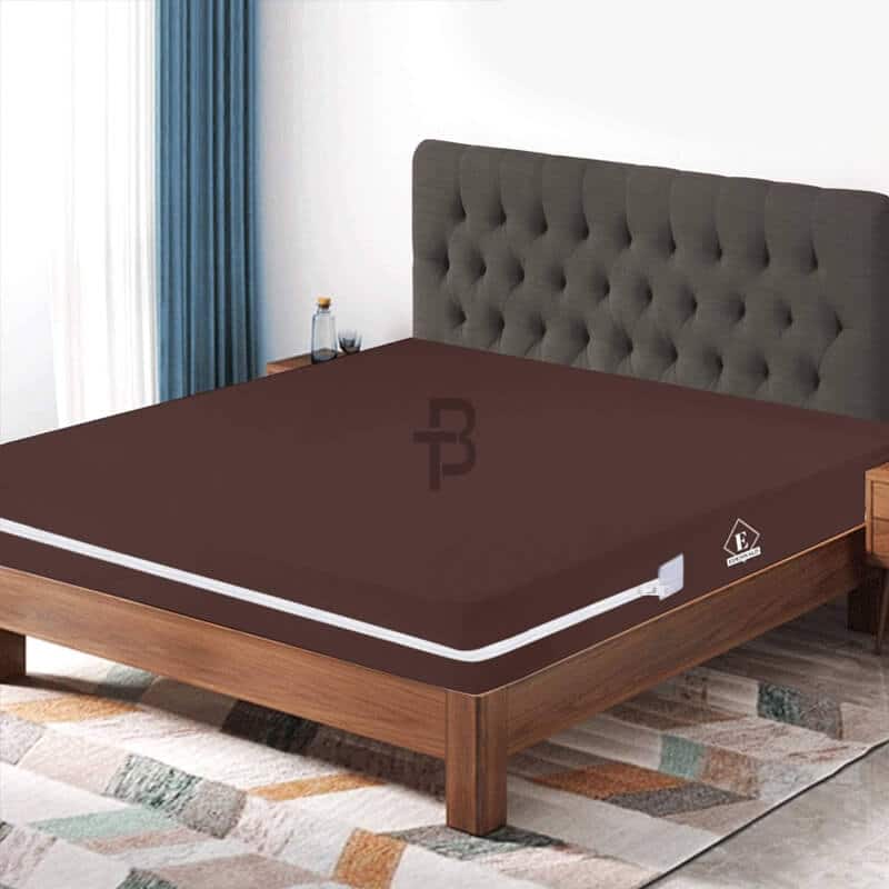 2 Side Waterproof Zipper Mattress Cover -brown