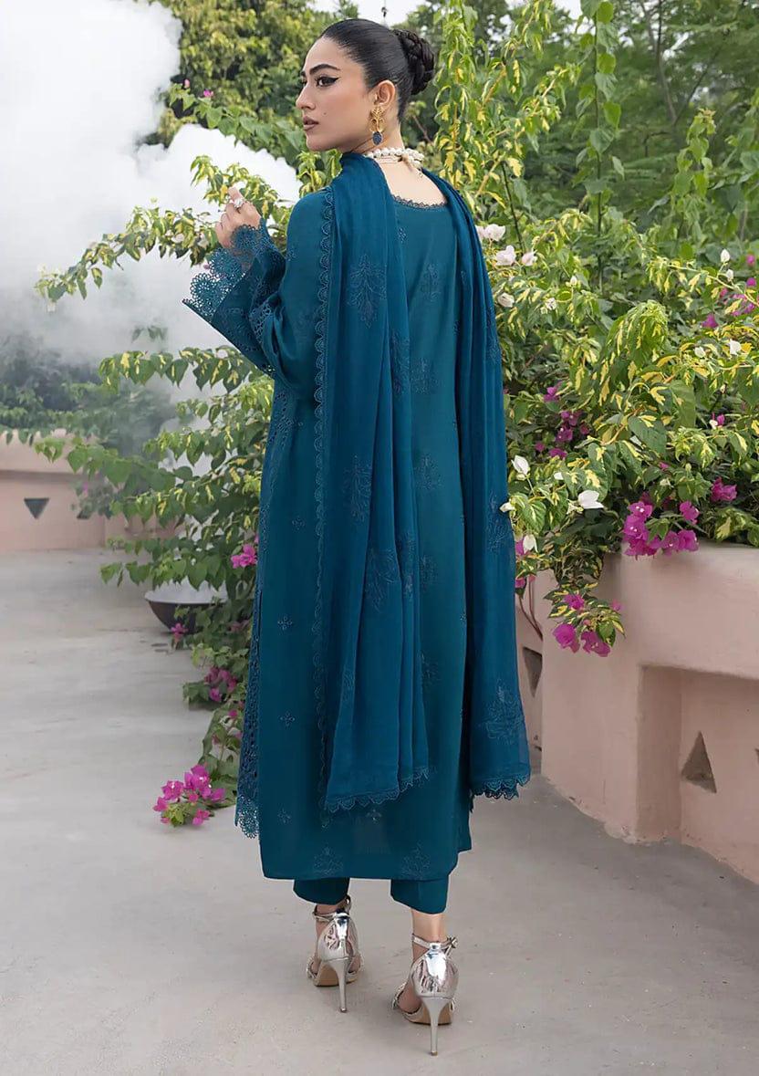 Mahnoor Zink Blue & Pink Lawn Chikankari Dress 3pc Unstitched