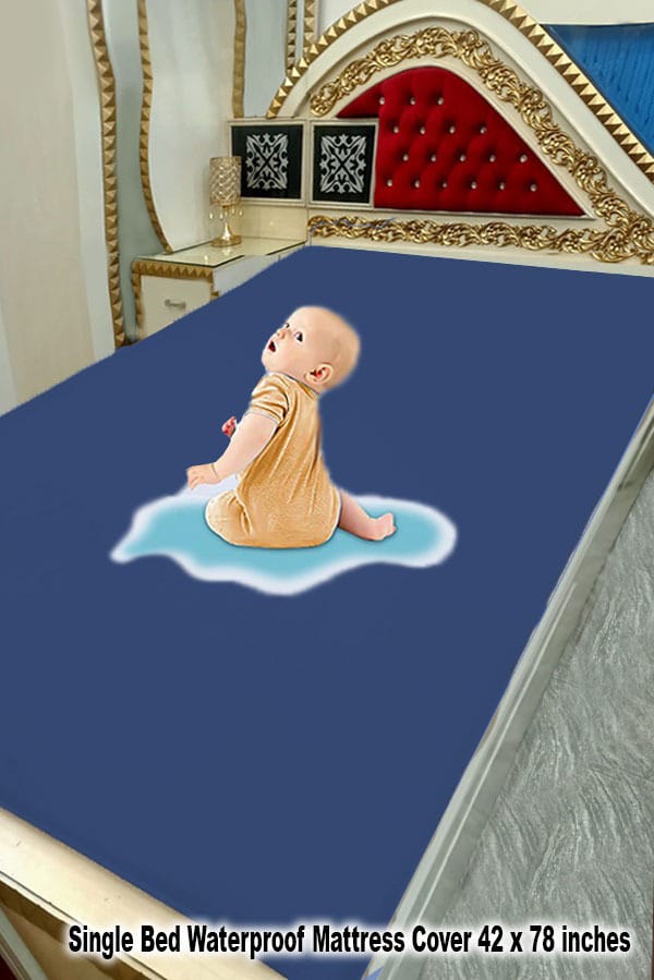 Water Proof Mattress Protector - Blue Terry Cotton Stuff