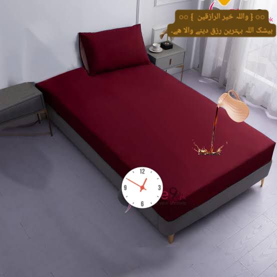 2 Side Waterproof Zipper Mattress Cover -maroon