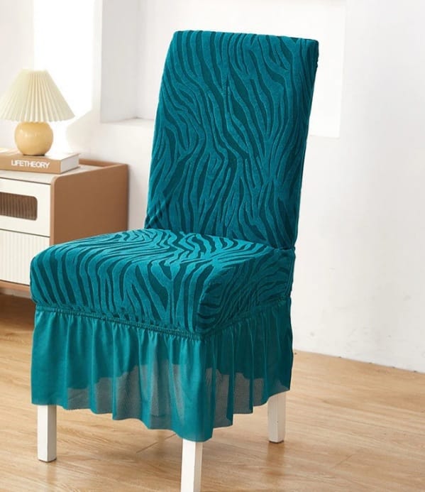 Zebra Velvet Chair Cover - Zinc