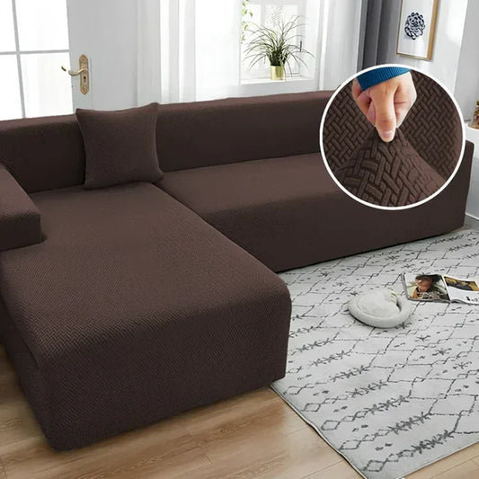 L Shape Stripe Velvet Sofa Covers - Fitted Style