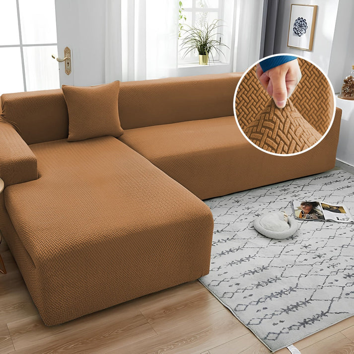 L Shape Stripe Velvet Sofa Covers - Fitted Style