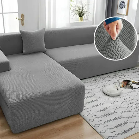 L Shape Stripe Velvet Sofa Covers - Fitted Style